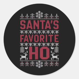 Sticker Rond Père Noël Favori Ho Douleur de Noël moche