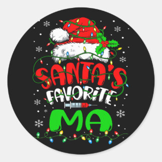 Sticker Rond Père Noël Favori Médicale Istant Noël Ma