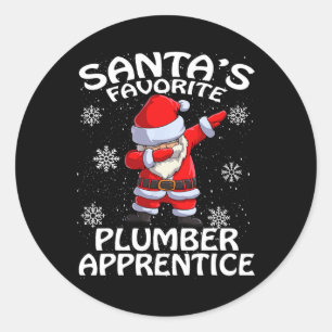 Sticker Rond Père Noël Favori Plumber Apprentice Noël