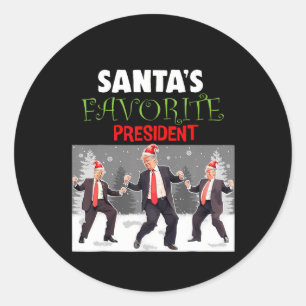 Sticker Rond Père Noël Favori Président Père Noël Trump Danser 