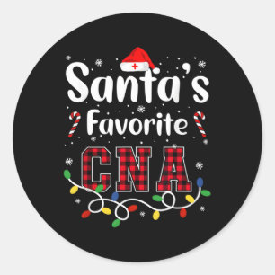 Sticker Rond Père Noël Favorite Cna Certified Nursing Assistant