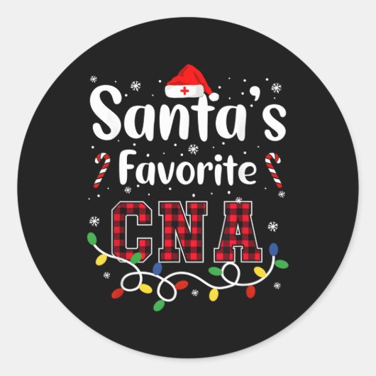 Sticker Rond Père Noël Favorite Cna Certified Nursing Assistant (Devant)