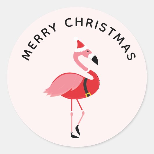 Sticker Rond Père Noël Flamant rose rose Noël (Devant)