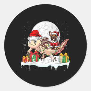 Sticker Rond Père Noël French Bulldog équitation Axolotl Christ