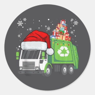 Sticker Rond Père Noël Garbage Truck transportant la correspond