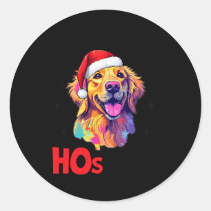Sticker Rond Père Noël Golden Retriever Chien Il y a des trous
