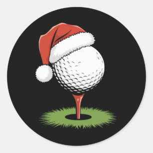 Sticker Rond Père Noël Golf Ball pour Noël Golf Ball Noël