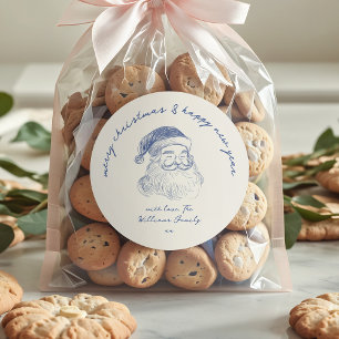 Sticker Rond Père Noël Griffonnage Fantaisiste Joyeux Noël