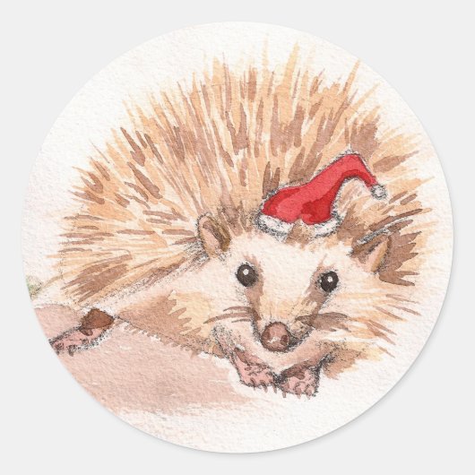 Sticker Rond Père Noël Hedgehog (Devant)