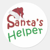 Sticker Rond Père Noël Helper Red Typographie Casquette Noël (Devant)