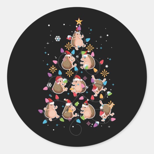 Sticker Rond Père Noël Hérisson Arbre de Noël Hérisson (Devant)