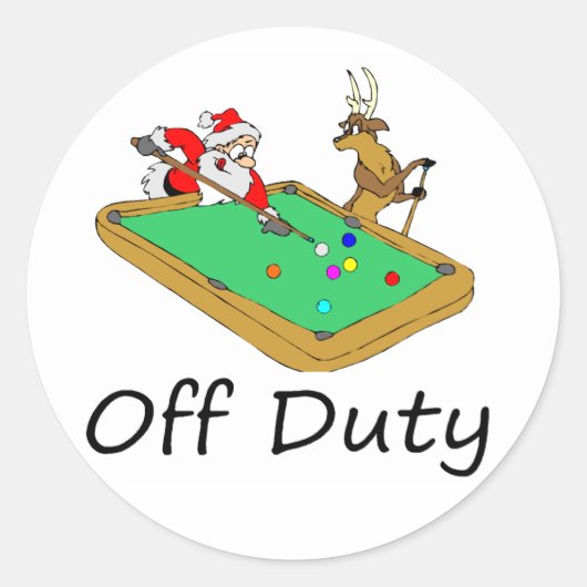 Sticker Rond Père Noël hors service (Jouer au pool) (Devant)