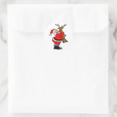 Sticker Rond Père Noël Hugging Reindeer (Sac)