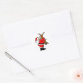 Sticker Rond Père Noël Hugging Reindeer (Enveloppe)