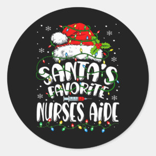 Sticker Rond Père Noël Infirmières favorites Aide Infirmière de