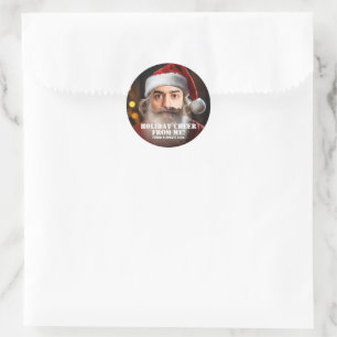 Sticker Rond Père Noël instantanée ! Ajoute juste ton visage.