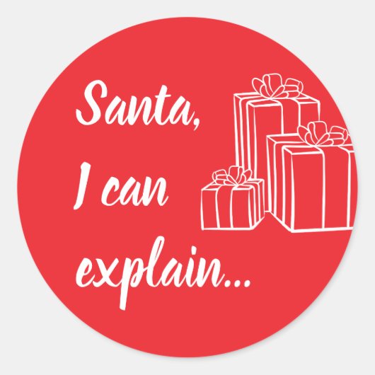 Sticker Rond Père Noël, Je Peux Expliquer... Script (Devant)