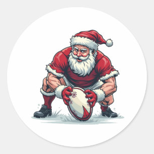Sticker Rond Père Noël jouant au football Fantasy Noël Joueur