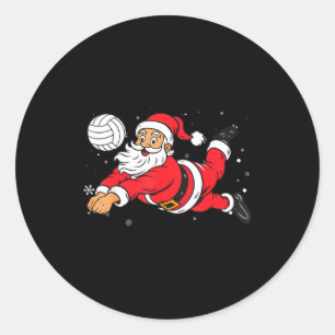 Sticker Rond Père Noël jouant au volley-ball Pyjama de Noël Coo