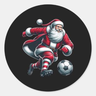 Sticker Rond Père Noël joue au football Sports Noël Femmes Homm