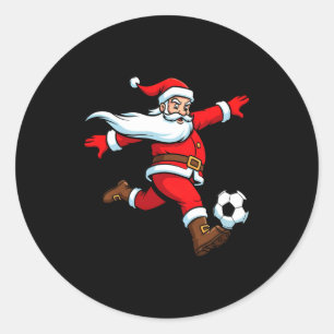 Sticker Rond Père Noël joue au football T-shirts de Noël pour f