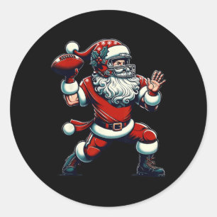 Sticker Rond Père Noël Jouer au football américain Christmas Wo