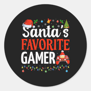 Sticker Rond Père Noël Joueur favori Noël amusant Jeu Noël Noël