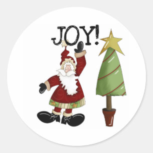Sticker Rond Père Noël Joy Christmas Holiday