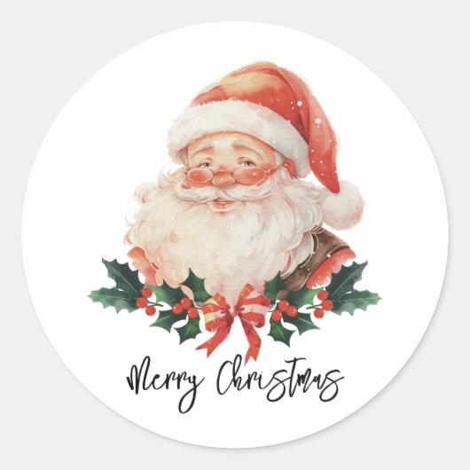 Sticker Rond Père Noël Joyeux Noël (Devant)