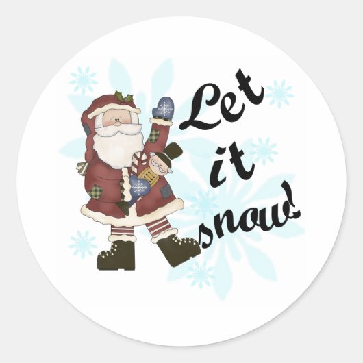 Sticker Rond Père Noël Laisser neiger Noël hiver (Devant)