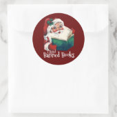 Sticker Rond Père Noël Lit Les Livres Interdits (Sac)
