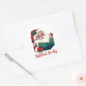 Sticker Rond Père Noël Lit Les Livres Interdits (Enveloppe)