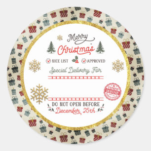 Sticker Rond Père Noël livré spécialement par le pôle Nord pers