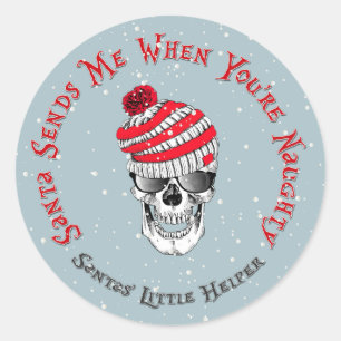 Sticker Rond Père Noël m'envoie quand tu es méchant