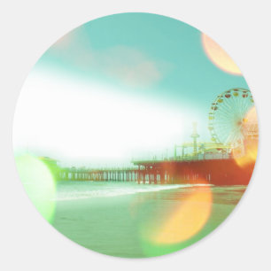 Sticker Rond Père Noël Monica Pier Vert Orange Éclairage Modifi