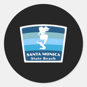 Sticker Rond Père Noël Monica State Beach Californie Ca Mermaid