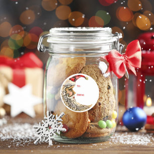 Sticker Rond Père Noël Moon Noël Cadeau de Noël