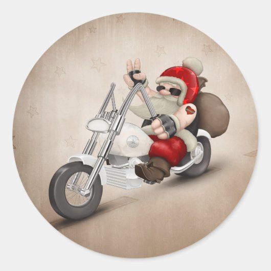 Sticker Rond Père Noël motorisé (Devant)