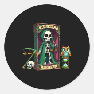 Sticker Rond Père Noël Muerte Avec Vert Clocher Aide Avec Légal