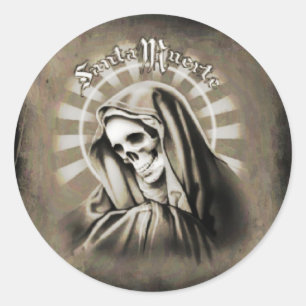 Sticker Rond Père Noël Muerte NOIR ET GRIS