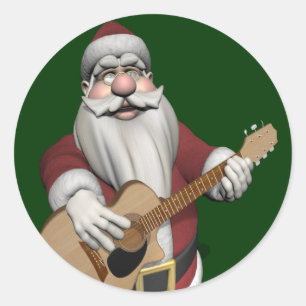 Sticker Rond Père Noël musical jouant des chants de Noël