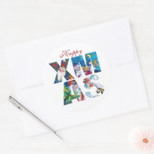 STICKER ROND PÈRE NOËL MUSICALE ET SNOWMAN XMAS NIGHT PARTIE (Enveloppe)