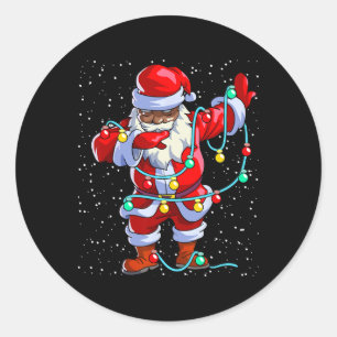 Sticker Rond Père Noël Noël noir Afro Afro-Américain