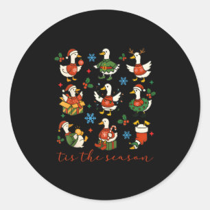 Sticker Rond Père Noël Oie Silly Rétro Mignon Joyeux Noël C'est