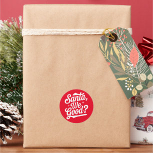 Sticker Rond Père Noël, on va bien ? Cadeau De Noël Pour Elle
