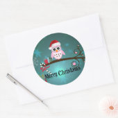 Sticker Rond Père Noël Owl, mignonne et câlinée (Enveloppe)