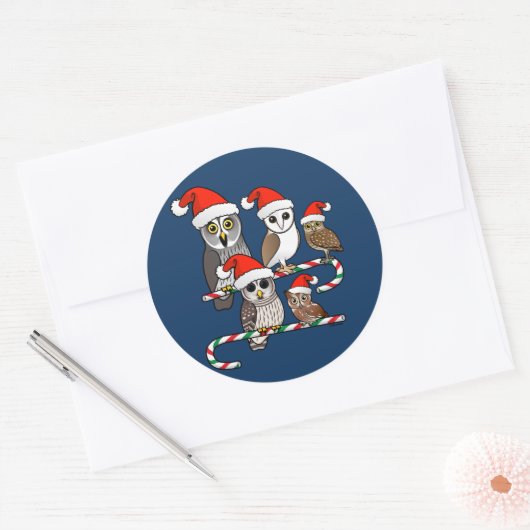 Sticker Rond Père Noël Owls (Enveloppe)