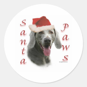Sticker Rond Père Noël Paws de Weimaraner