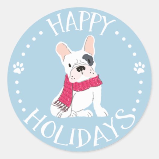 Sticker Rond Père Noël Paws - Joyeuses Fêtes À Thème Chien (Devant)