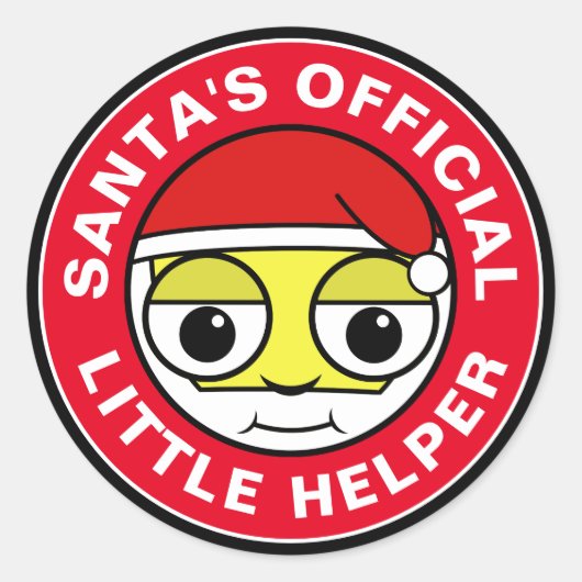 Sticker Rond Père Noël, petit assistant officiel (Devant)